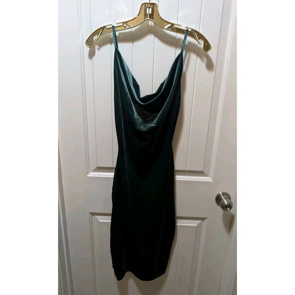 E.L.H. Studio Green Velvet Dress Cocktail Party Spring Summer Sleeveless Size S